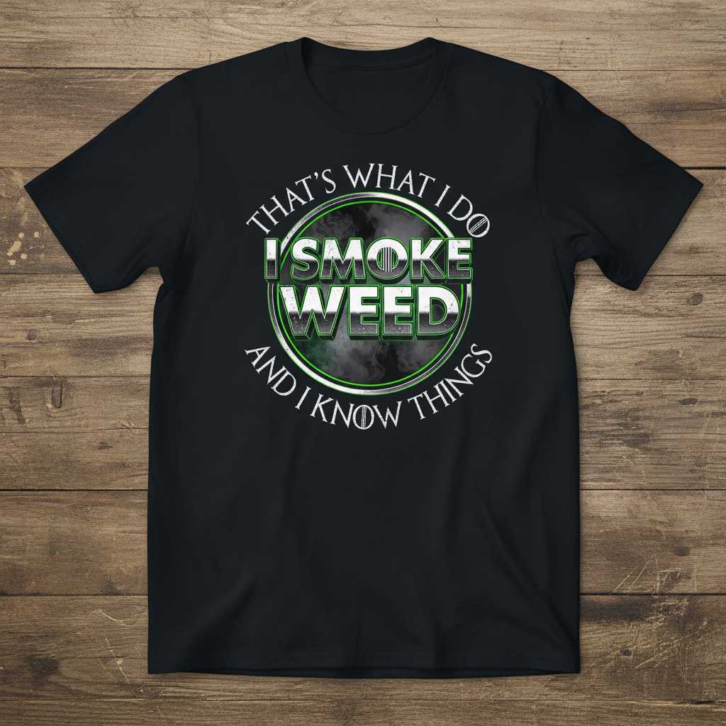 Thats What I Do I Smoke Weed And I Know Things Graphic T-Shirt Tee Novelty Gift