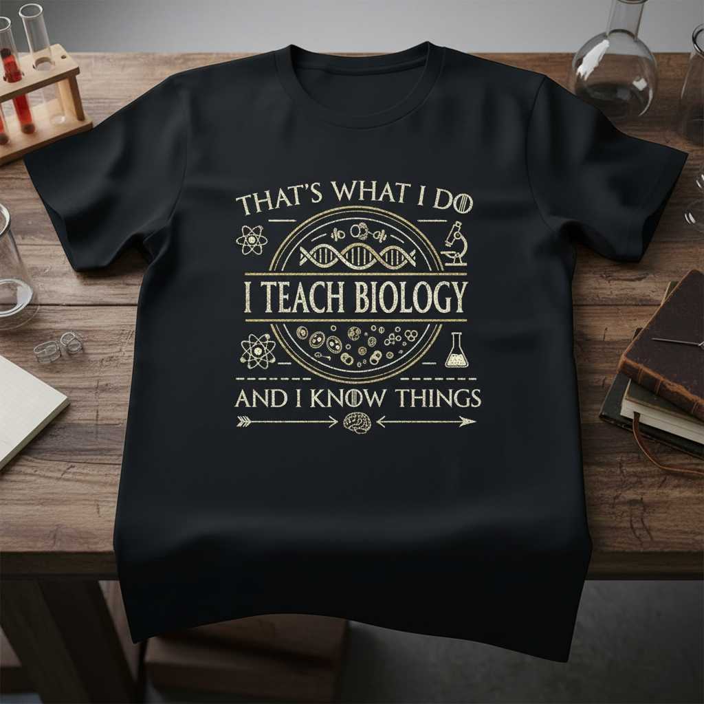 Thats What I Do I Teach Biology And I Know Things T-Shirt Tee Gift for Teacher