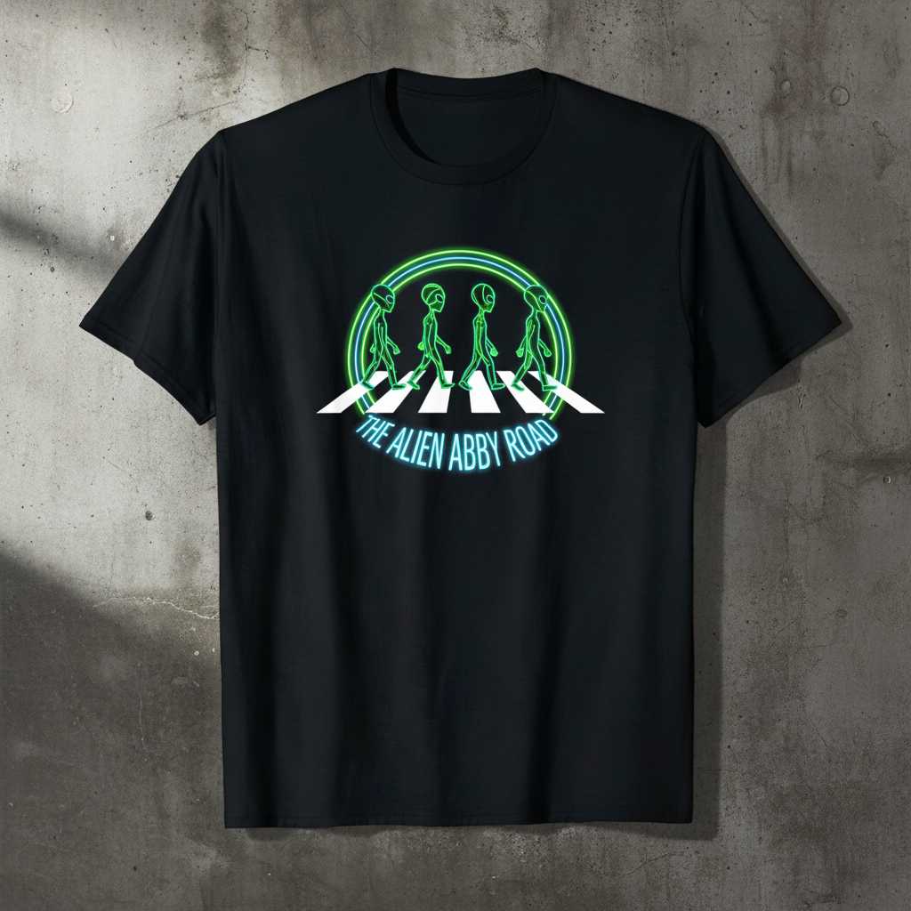 The Alien Abby Road Graphic T-Shirt Tee Novelty Unisex Top Gift for Fan