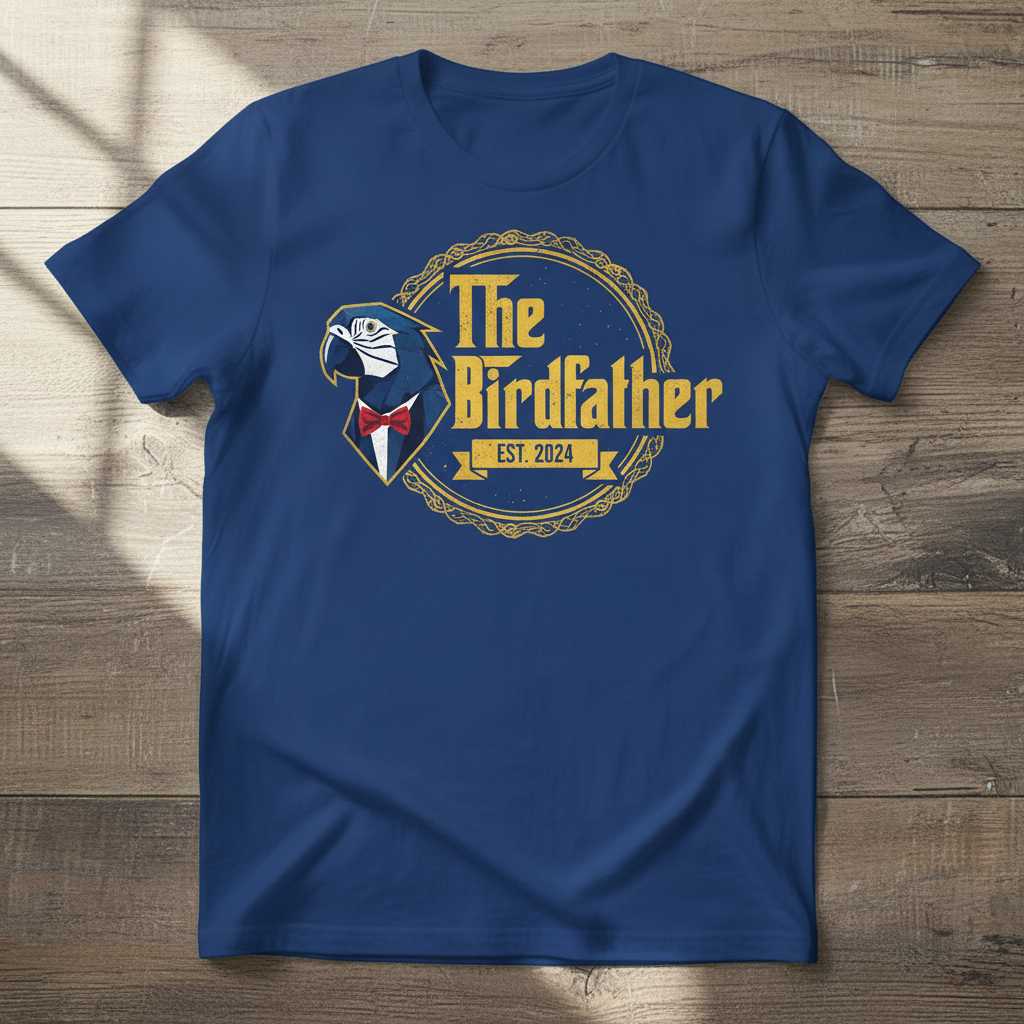 The Birdfather Est. 2024 Graphic T-Shirt Tee Gift for Bird Lover Dad Novelty Wear