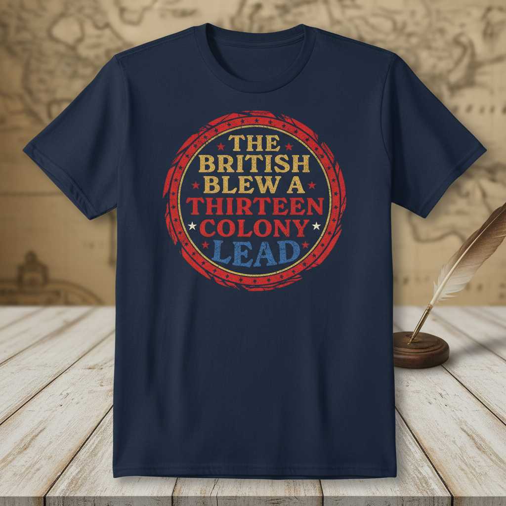 The British Blew A Thirteen Colony Lead Graphic T-Shirt Novelty Tee Gift