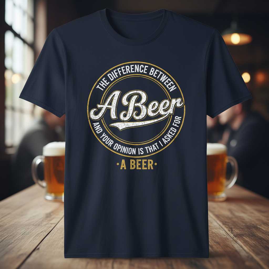 The Difference Between A Beer And Your Opinion T-Shirt Tee Novelty Gift