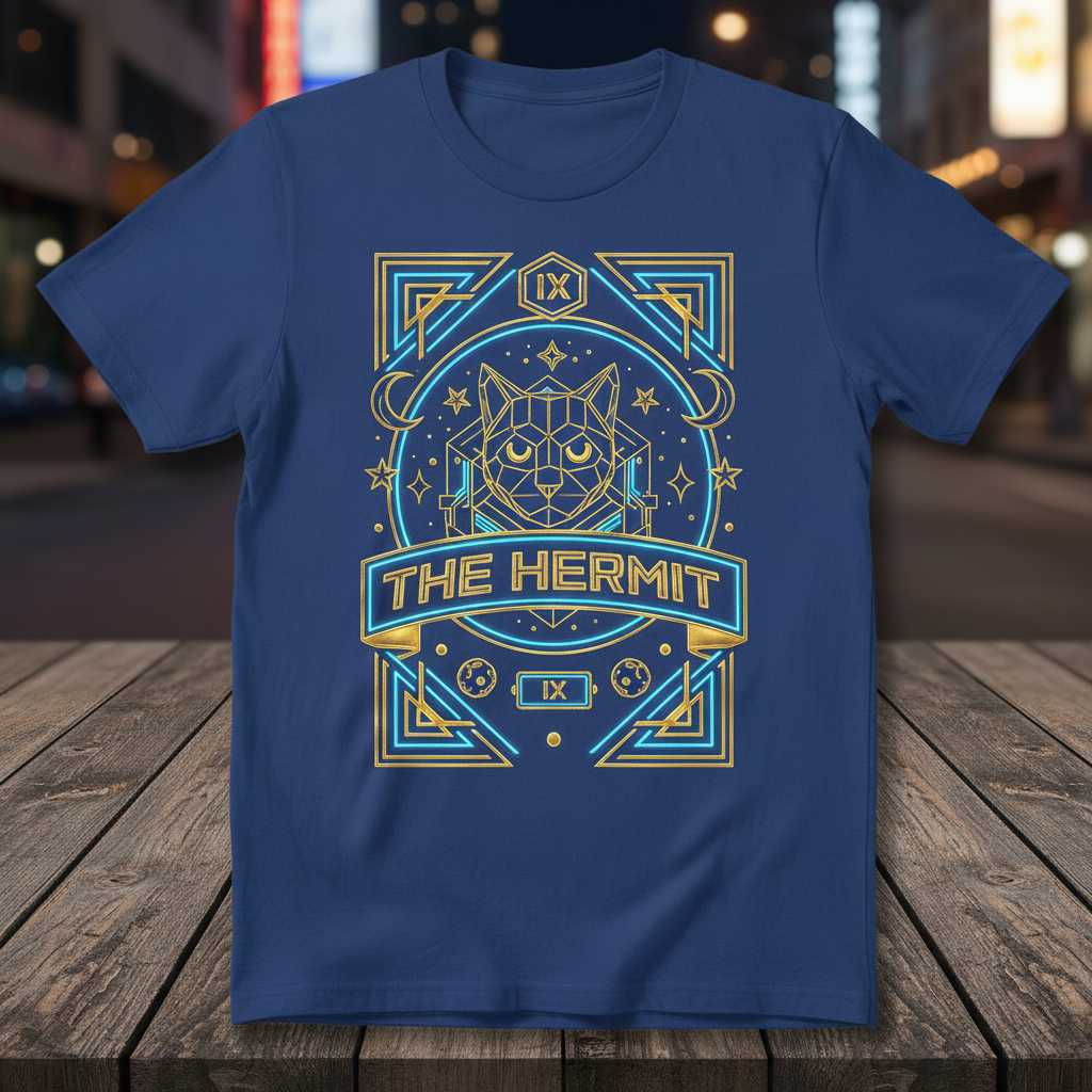 The Hermit Tarot Cat Graphic T-Shirt Tee Astrology Novelty Unisex Gift Idea