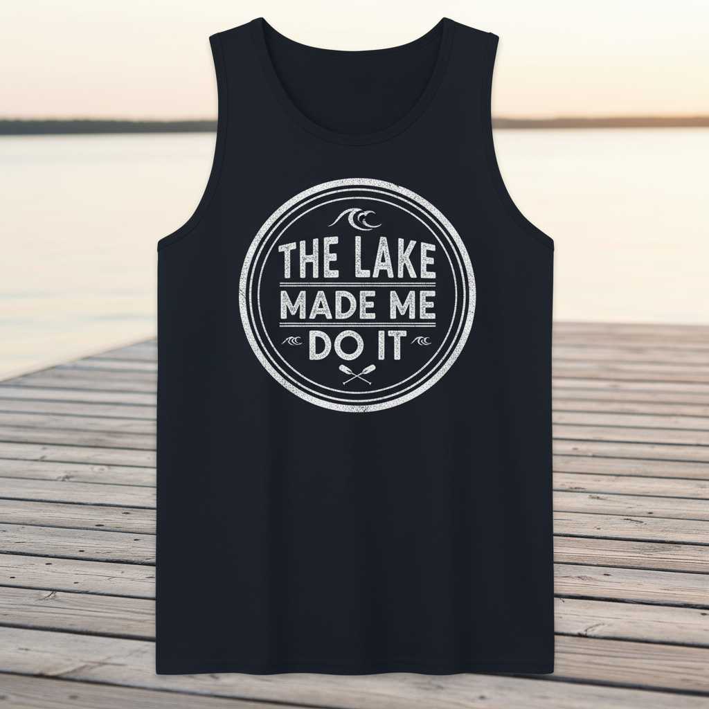 The Lake Made Me Do It Vintage Graphic T-Shirt Tee Gift for Boat Lovers