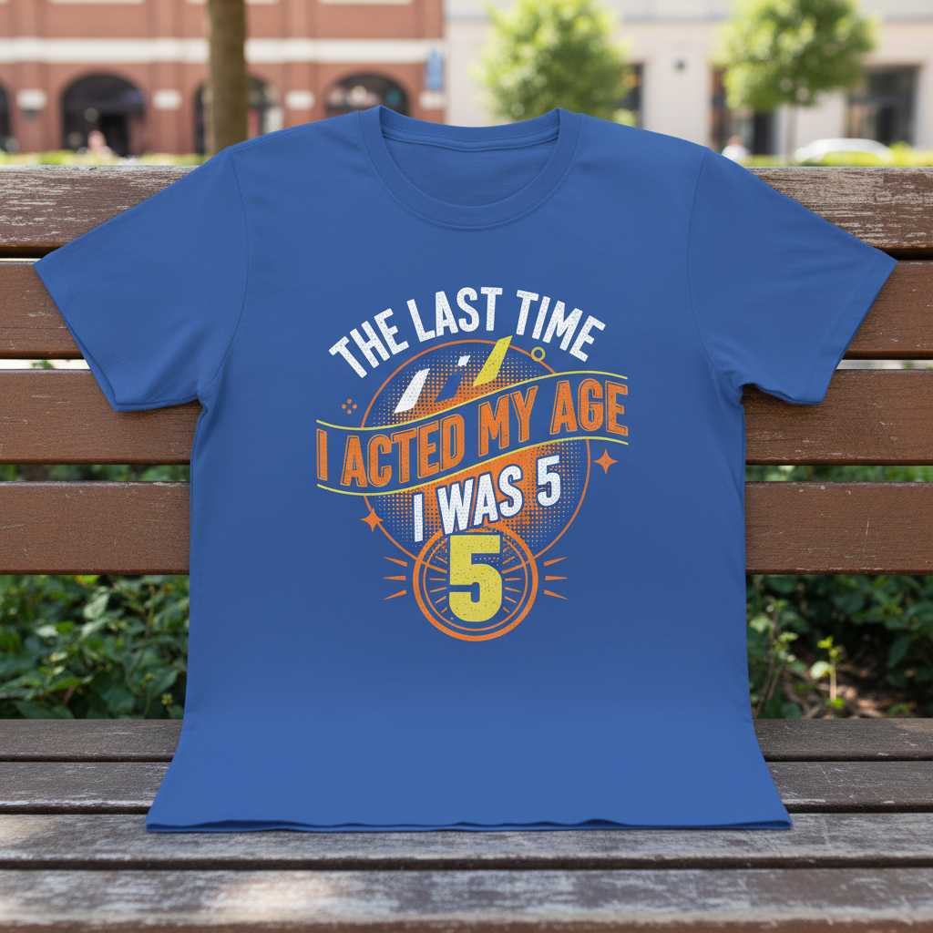 The Last Time I Acted My Age I Was 5 Graphic Funny T-Shirt Novelty Tee Gift