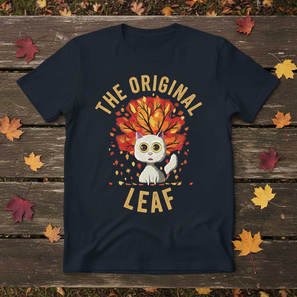 The Original Leaf Cat Lover Graphic T-Shirt Autumn Tee Novelty Gift Outfit