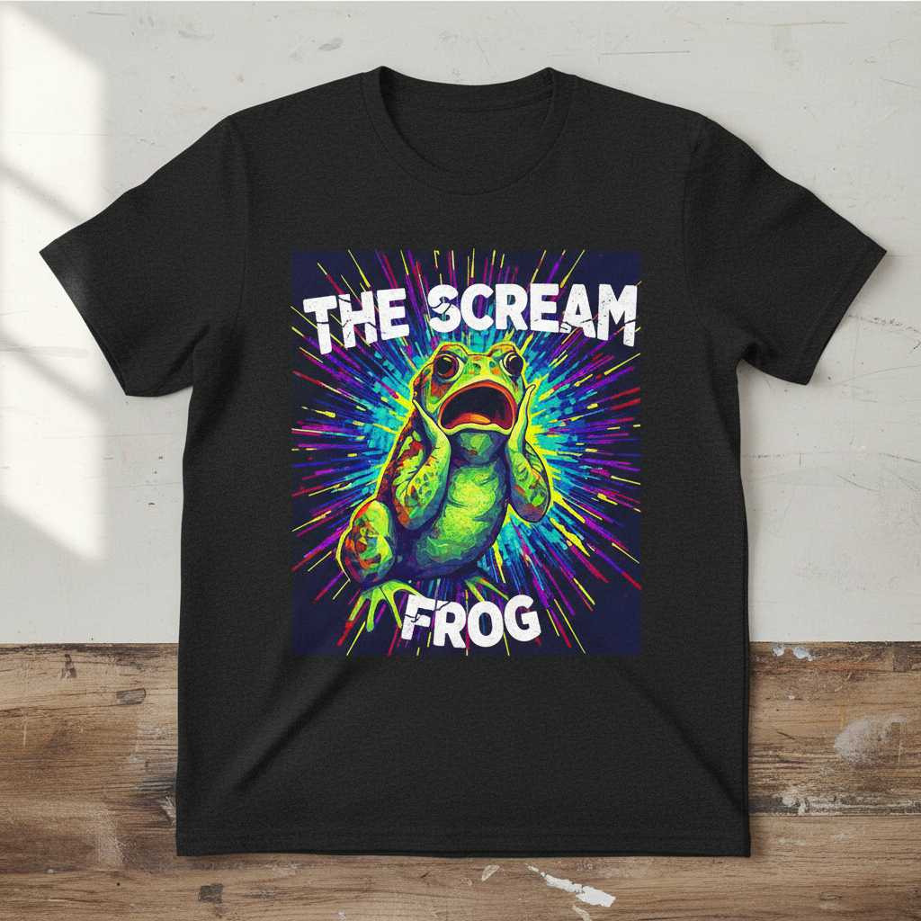 The Scream Frog Graphic T-Shirt Novelty Tee Funny Animal Art Gift for Frog Lovers