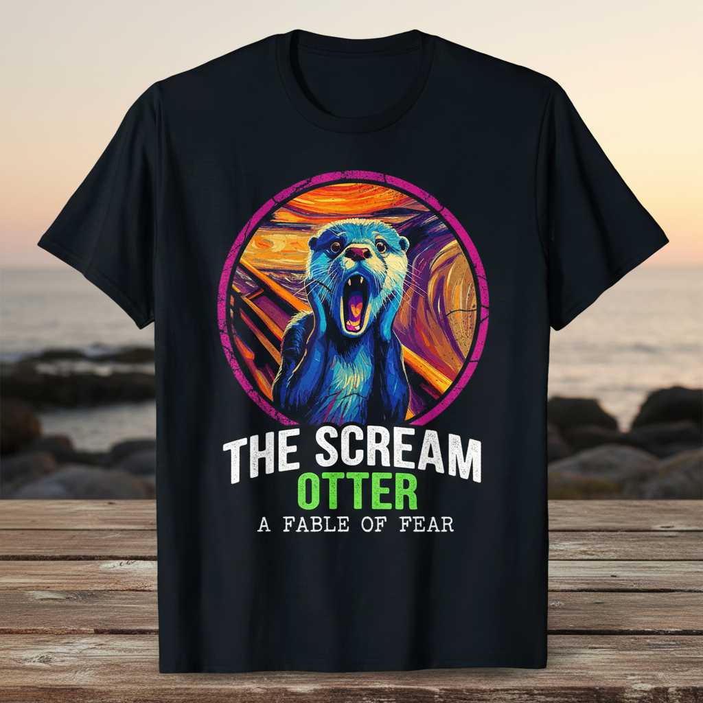 The Scream Otter A Fable of Fear Graphic T-Shirt Tee Novelty Animal Lover Gift