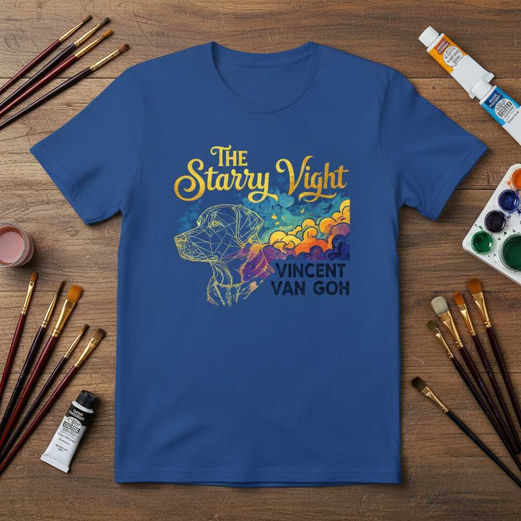 The Starry Vight Vincent Van Goh Graphic T-Shirt Tee Gift for Dog Lovers