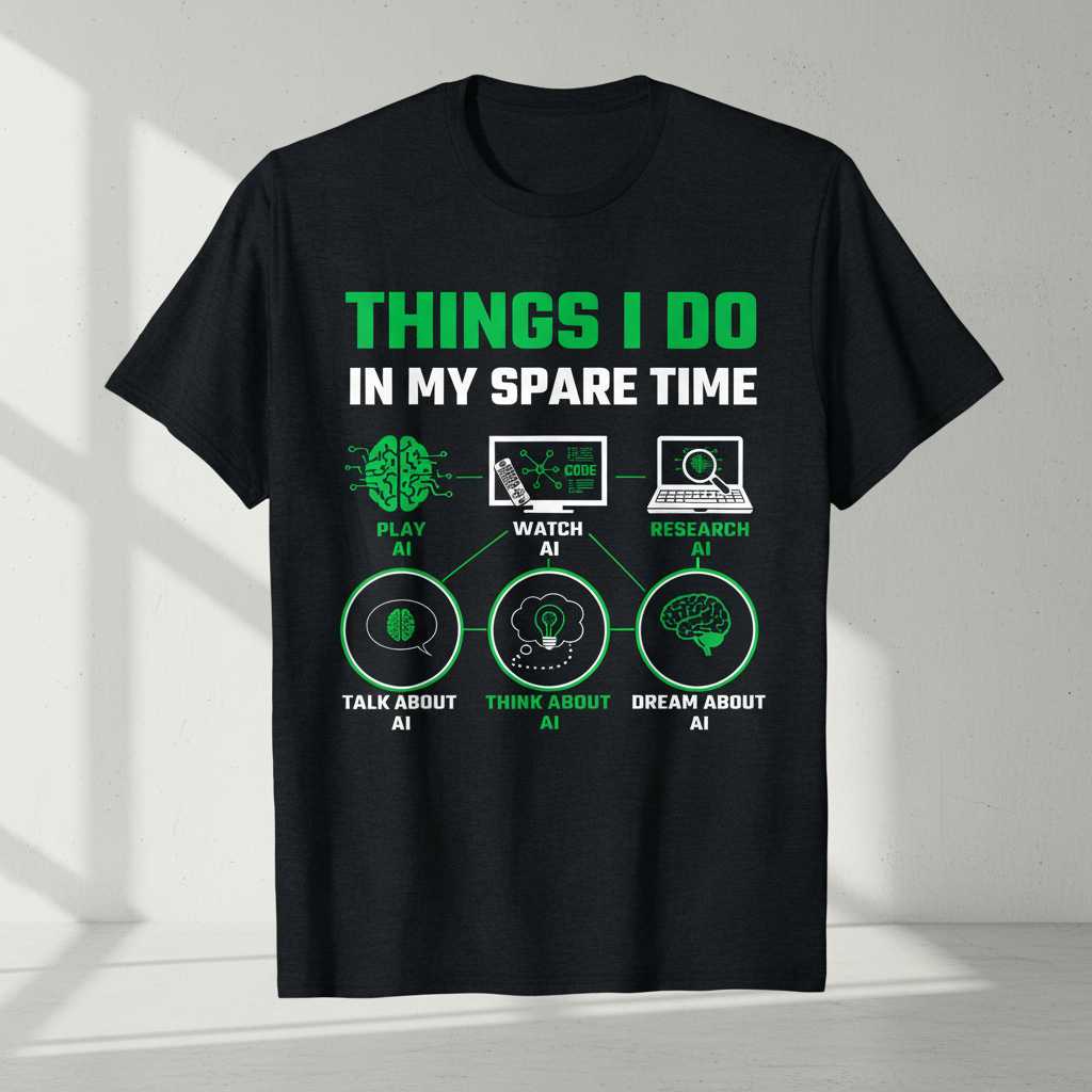Things I Do In My Spare Time AI Graphic T-Shirt Novelty Tee Gift for Tech Fans