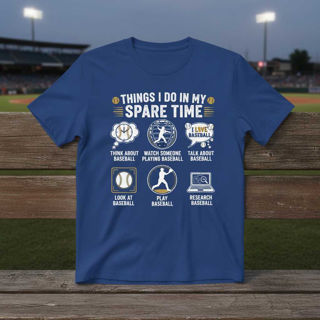 Things I Do In My Spare Time Baseball Graphic T-Shirt Tee Novelty Gift for Fans