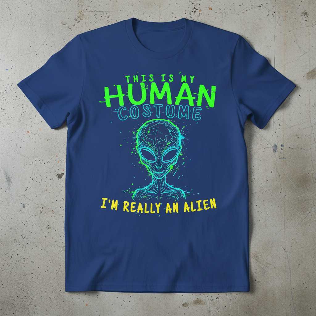 This Is My Human Costume Im Really An Alien Graphic T-Shirt Tee Novelty Gift
