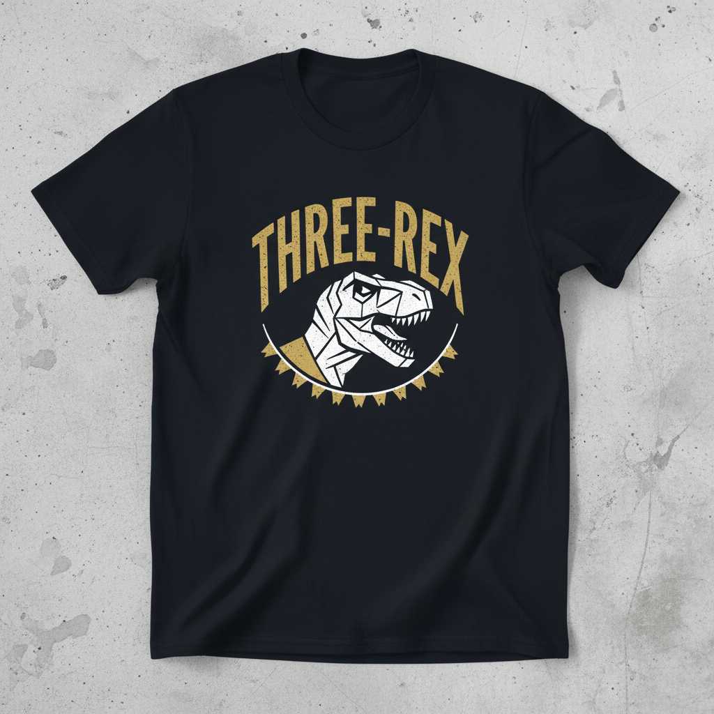 Three-Rex Dinosaur Birthday Graphic T-Shirt Tee Novelty Party Gift Outfit