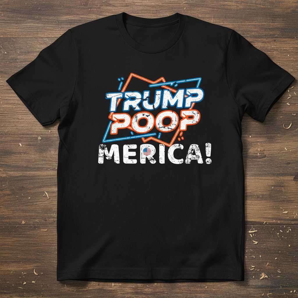 Trump Poop Merica Graphic T-Shirt Novelty Tee Patriotic Gift Idea