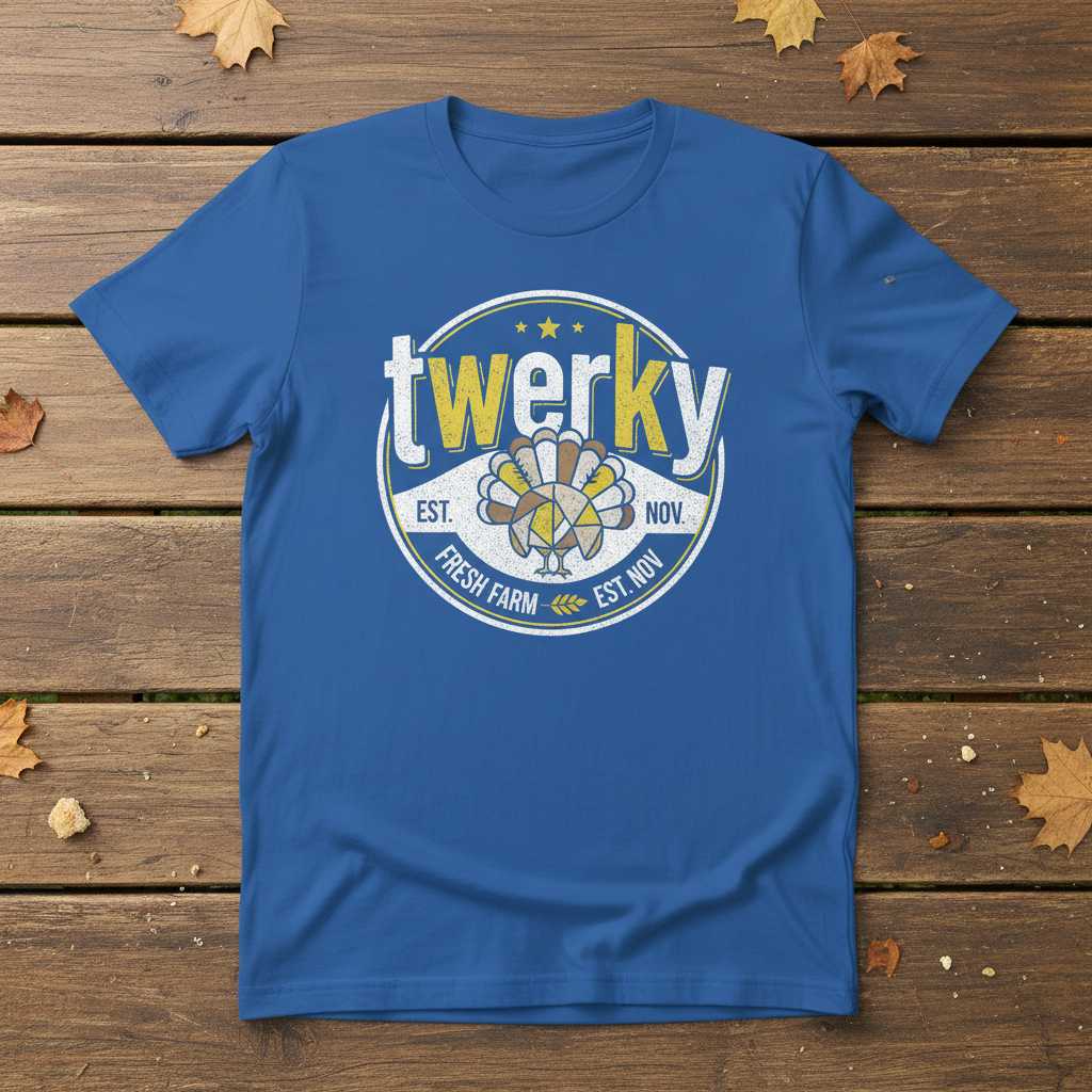 Twerky Turkey Thanksgiving Graphic T-Shirt Novelty Tee Gift Idea for Fall Fans