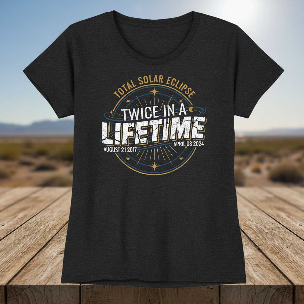 Twice In A Lifetime Total Solar Eclipse Graphic T-Shirt Tee Novelty Gift Merch