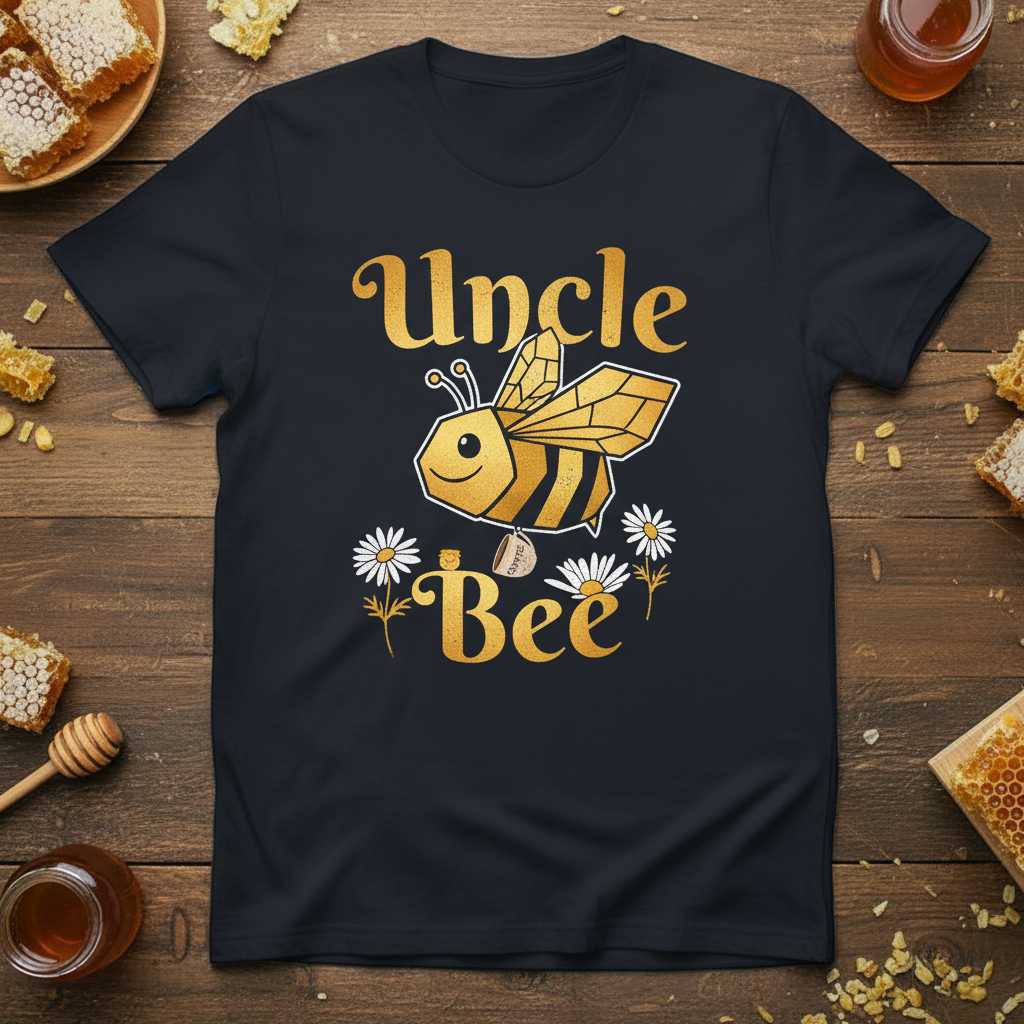 Uncle Bee Cute Graphic T-Shirt Novelty Tee Gift Idea for Bee Lovers