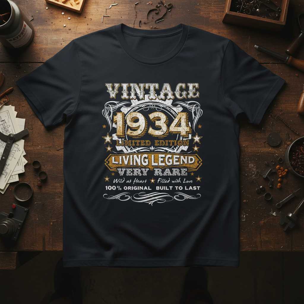 Vintage 1934 Limited Edition Living Legend T-Shirt Graphic Tee Gift Idea