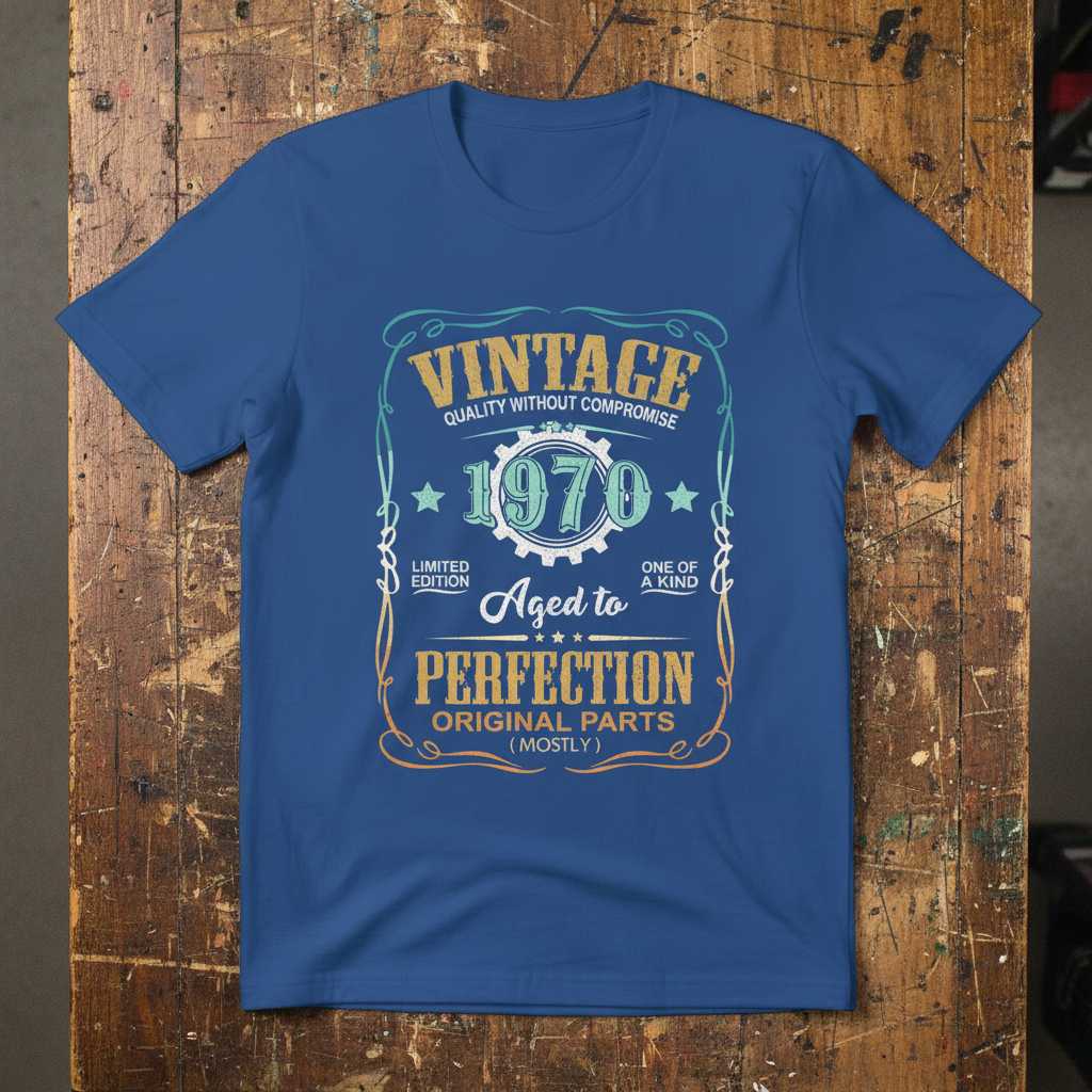 Vintage 1970 Aged to Perfection Original Parts T-Shirt Graphic Tee Gift Idea