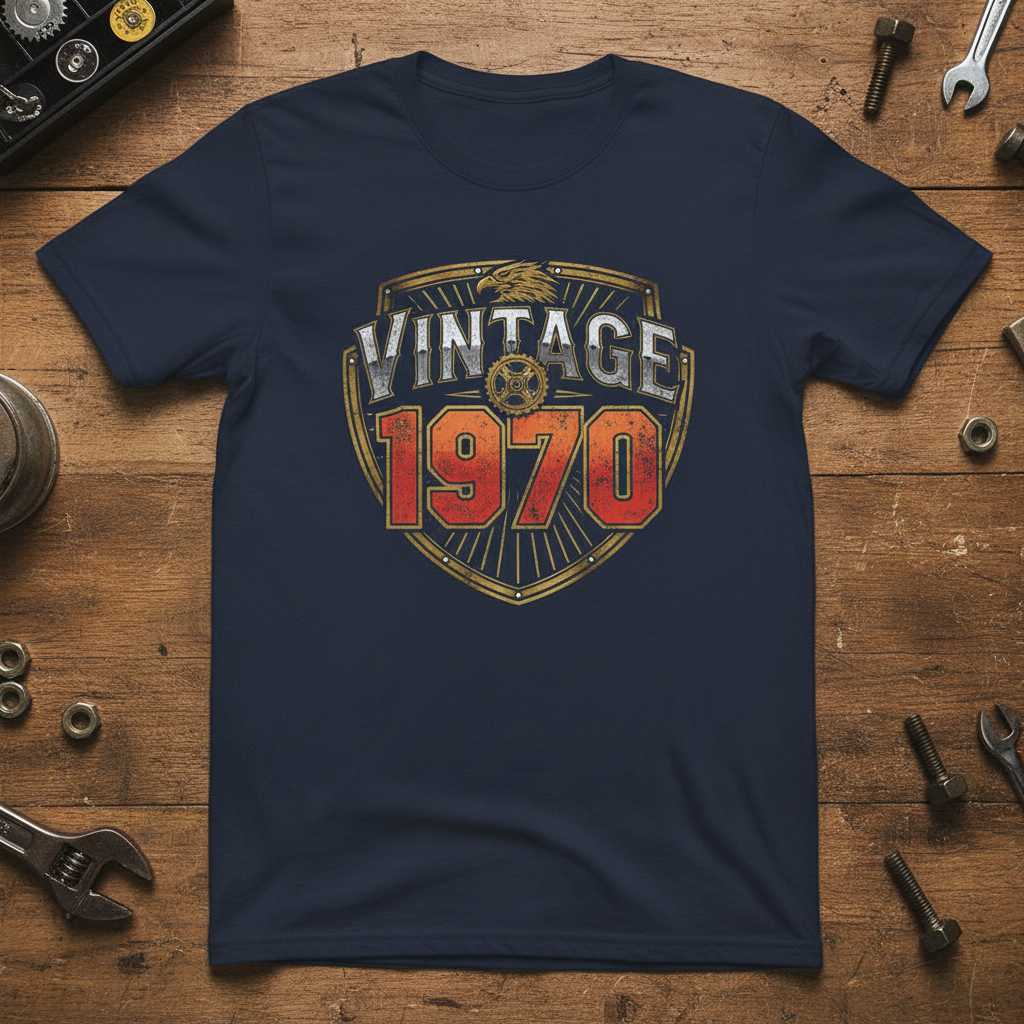 Vintage 1970 Retro Distressed Graphic T-Shirt Tee Birthday Gift Present