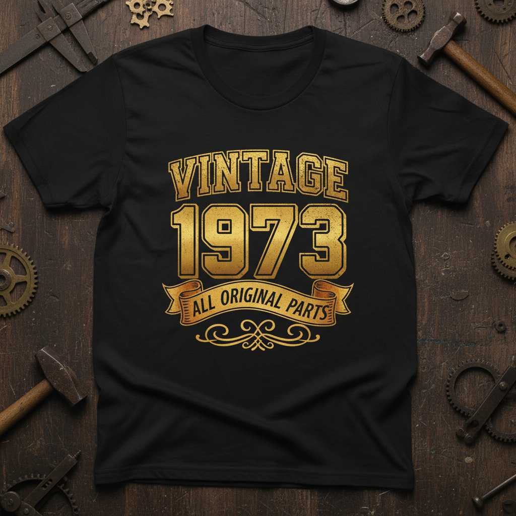 Vintage 1973 All Original Parts Retro Graphic T-Shirt Tee Birthday Gift Outfit