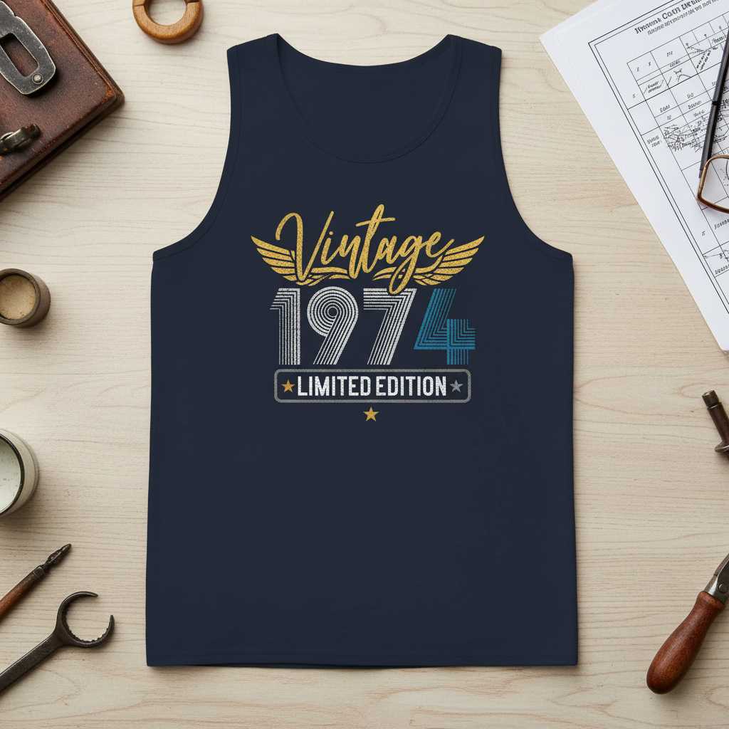 Vintage 1974 Limited Edition Retro Graphic T-Shirt Tee Birthday Gift Outfit