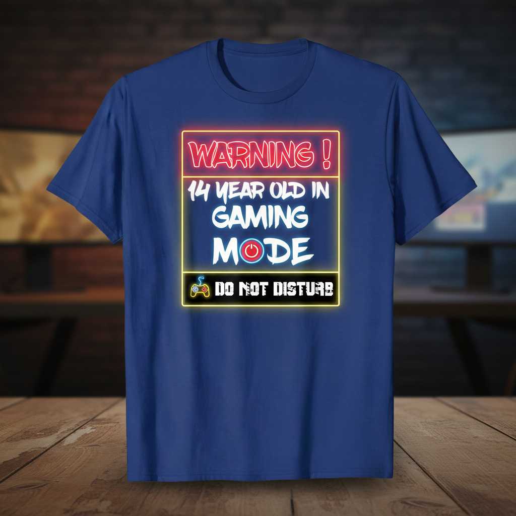WARNING 14 Year Old in Gaming Mode Do Not Disturb Graphic T-Shirt Tee Gift