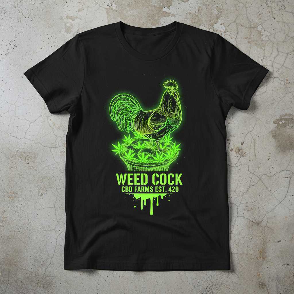 WEED COCK CBD Farms Est. 420 Graphic T-Shirt Novelty Tee Gift for 420 Enthusiasts
