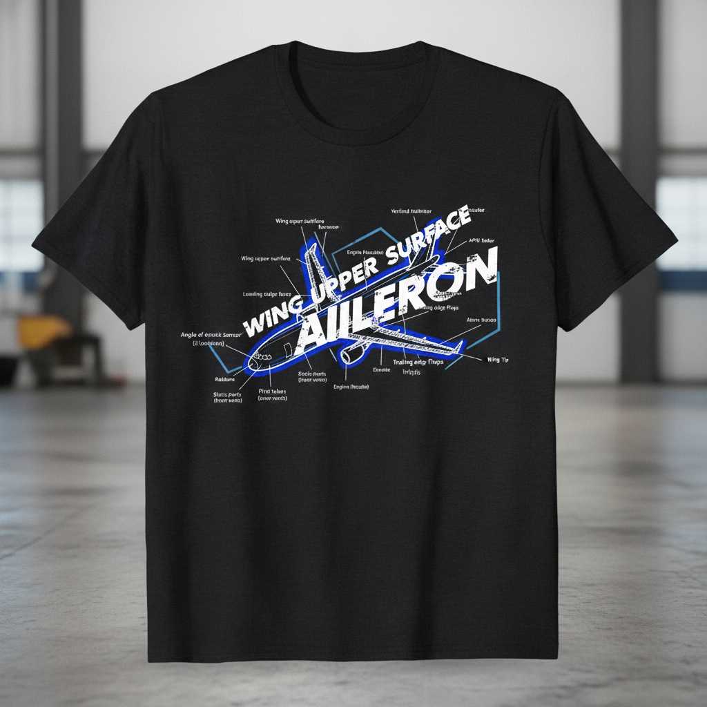 Wing Upper Surface Aileron Airplane Diagram Graphic T-Shirt Tee Gift for Aviator