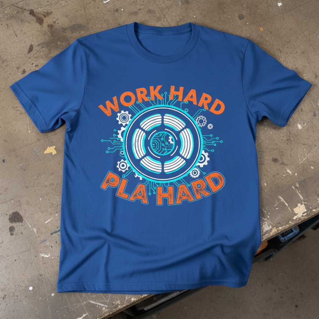Work Hard PLA Hard Graphic T-Shirt Tee Novelty 3D Printing Merch Gift Idea