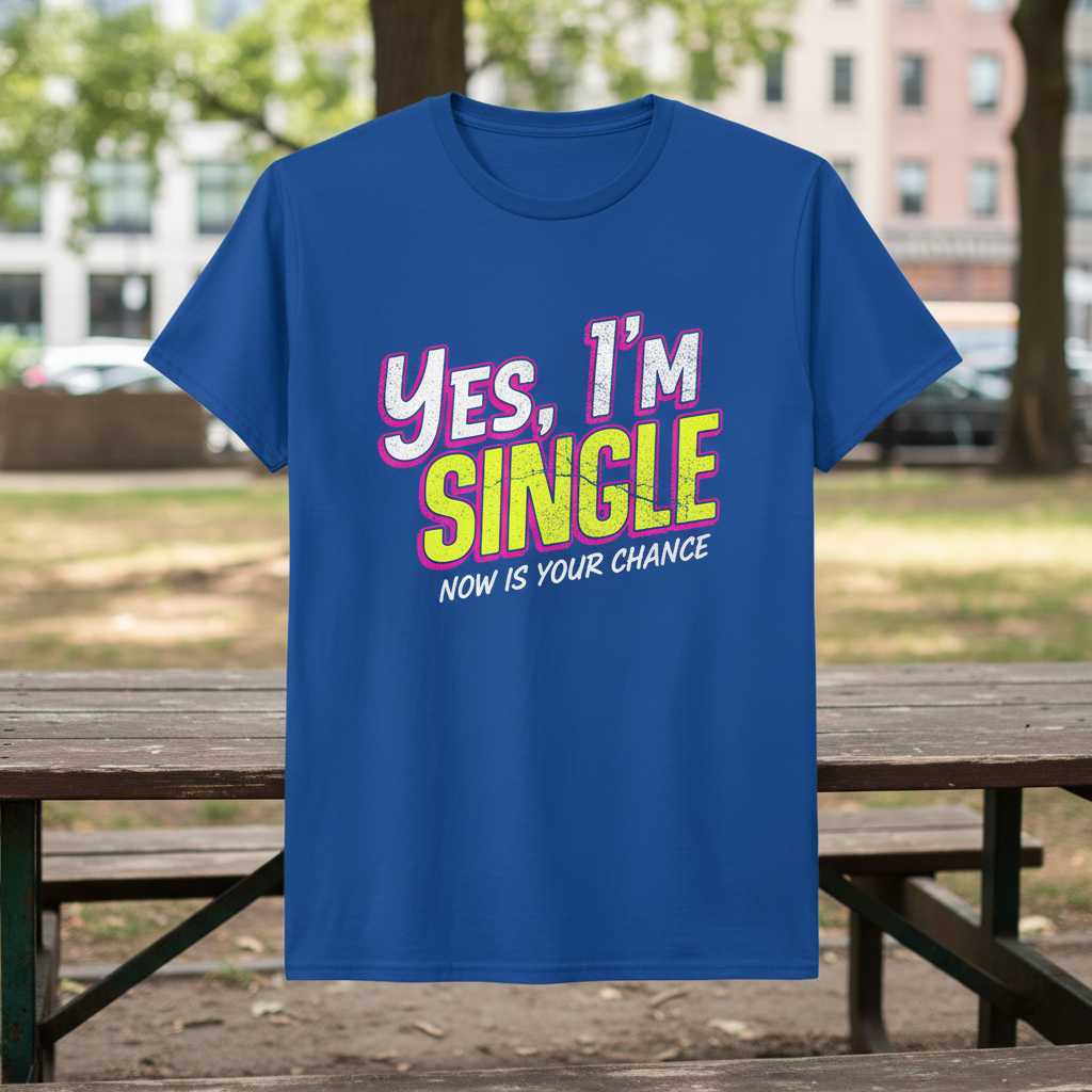 Yes Im Single Now Is Your Chance Funny Graphic T-Shirt Novelty Tee Gift Idea