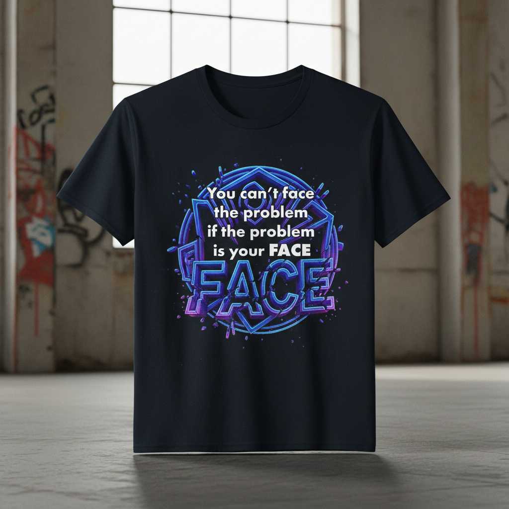 You Can’t Face The Problem If The Problem Is Your Face Graphic T-Shirt Tee Novelty Gift