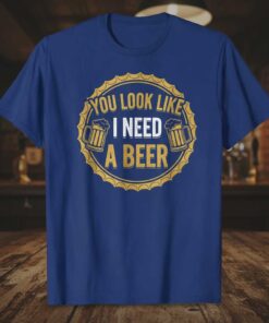 You Look Like I Need A Beer Funny Graphic T-Shirt Novelty Drinking Tee Gift