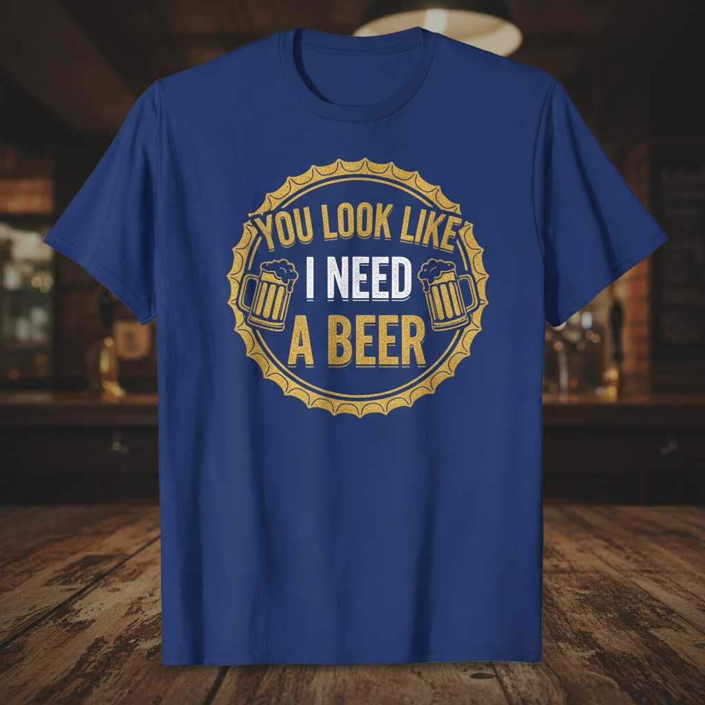 You Look Like I Need A Beer Funny Graphic T-Shirt Novelty Drinking Tee Gift