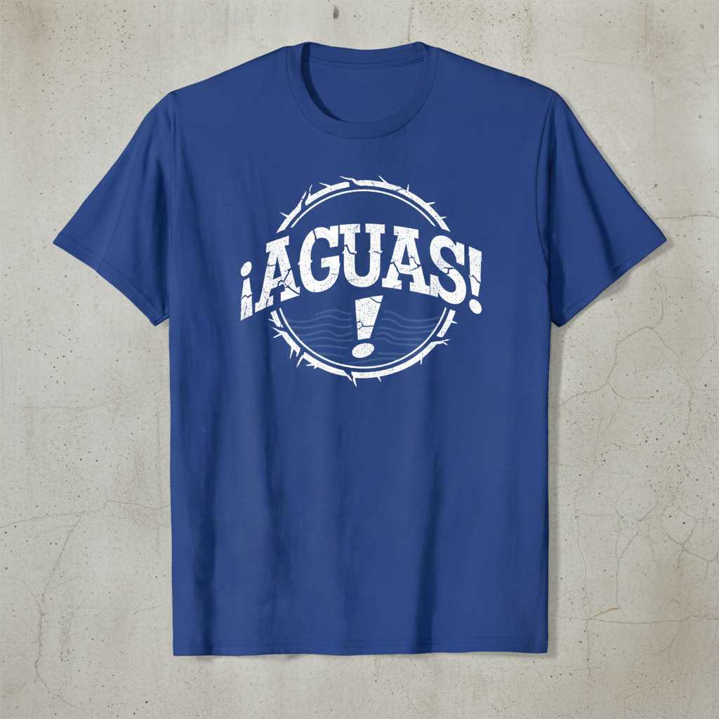 ¡AGUAS! Distressed Mexican Slang Graphic T-Shirt Tee Novelty Unisex Top Gift Idea