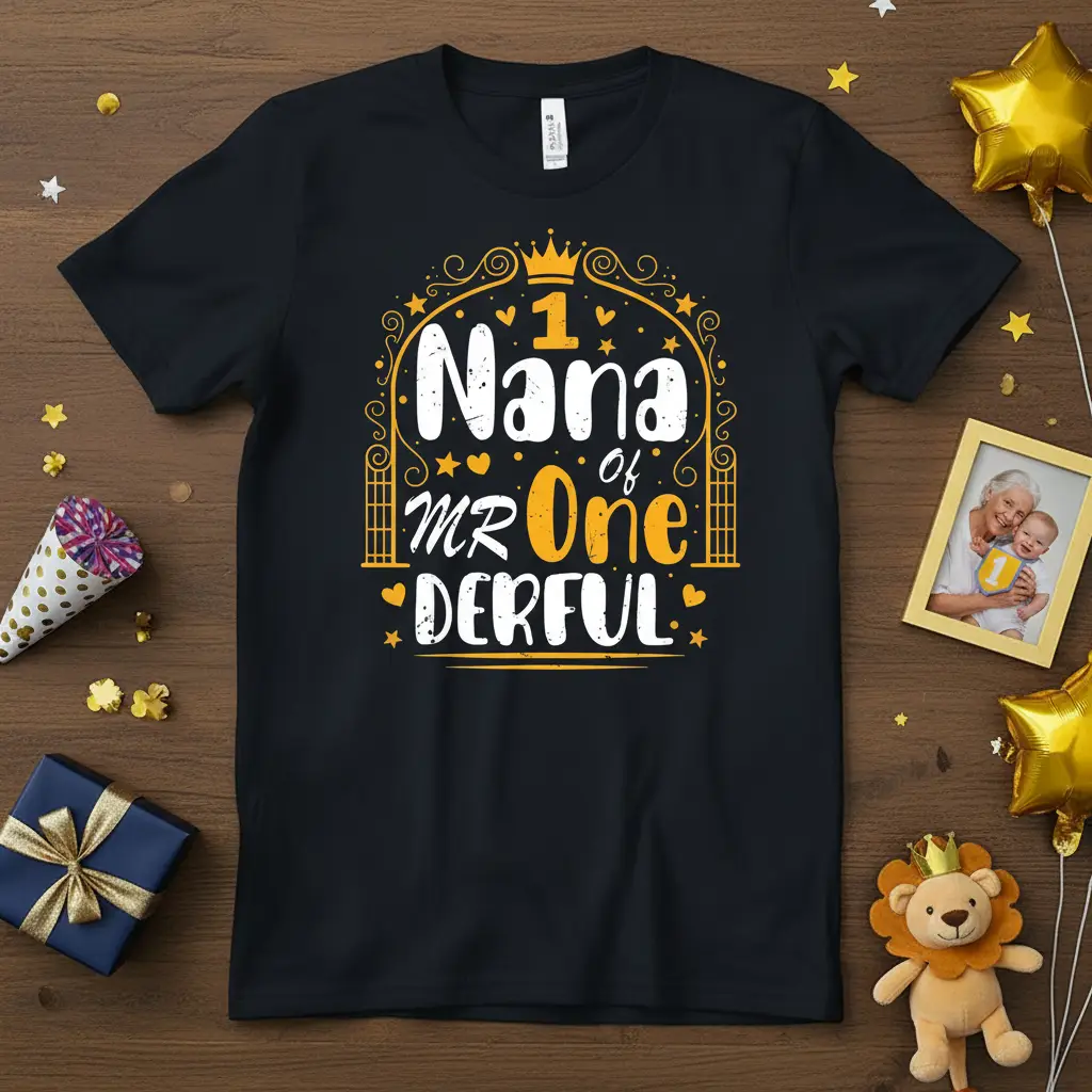 1 Nana of Mr One Derful Birthday T-Shirt First Birthday Gift