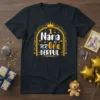 Black t-shirt with "1 Nana of MR One Derful" graphic in yellow and white, perfect for a first birthday celebration