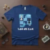 1.d4 d5 2.c4 chess opening notation on a blue t-shirt, featuring a queen and pawn graphic