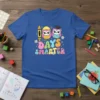 100 Days Smarter t-shirt design with two cute owls, a crayon, and colorful text celebrating 100 days of school