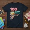 100 Days Of School Donuts Bus detailed graphic design printed on comfortable cotton t-shirt