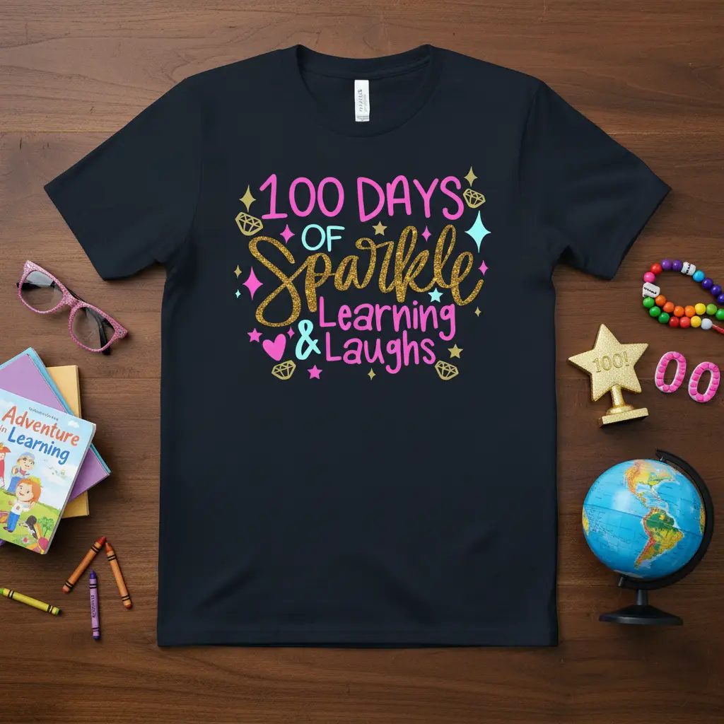 100 Days of Sparkle Learning & Laughs Teacher T-Shirt