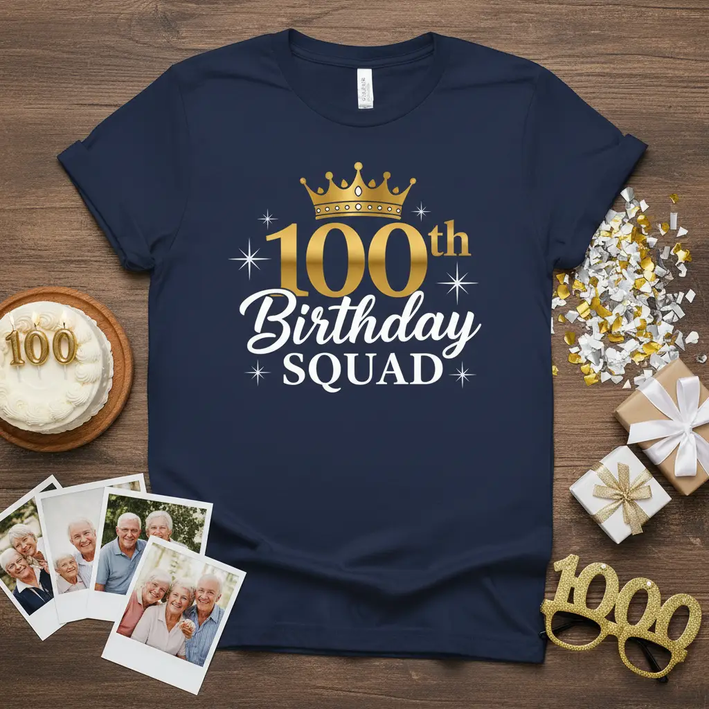 100th Birthday Squad T-Shirt Milestone Celebration Gift