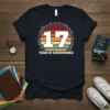 Retro 17 Years Of Awesomsencs t-shirt design with bold "17" graphic and vintage circular border