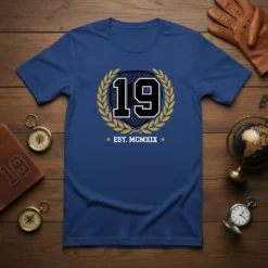 19 EST. MCMXIX unique graphic design printed on comfortable cotton t-shirt