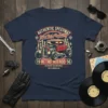 Navy t-shirt with "19 Retro Hotrod 56 Authentic Custom Wheel Dirty Garage Inc." text and vintage hot rod graphic