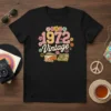 1972 Vintage t-shirt design with retro van, turntable, and floral accents