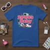 2000s Baby t-shirt featuring pink text and colorful 2000s era graphics like a flip phone and CD