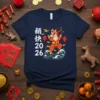 新年快乐 2026 Chinese New Year unicorn horse t-shirt design with lanterns and waves