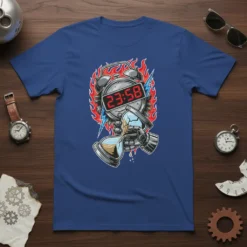 23:58 Alarm Clock Hourglass T-Shirt design with flames and lightning, depicting urgency and countdown theme