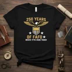 250 Years Of Fafo Brave 1776-2026 Tough t-shirt design with eagle emblem and patriotic text